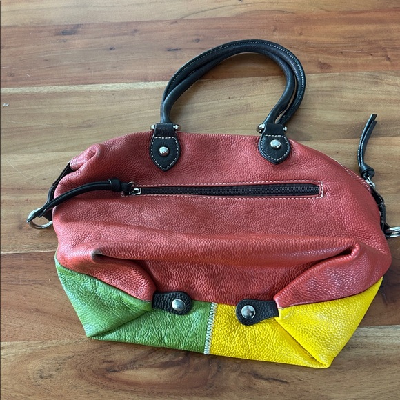 Multicolored Patchwork High Quality Pebbled Leather Purse - Picture 8 of 17